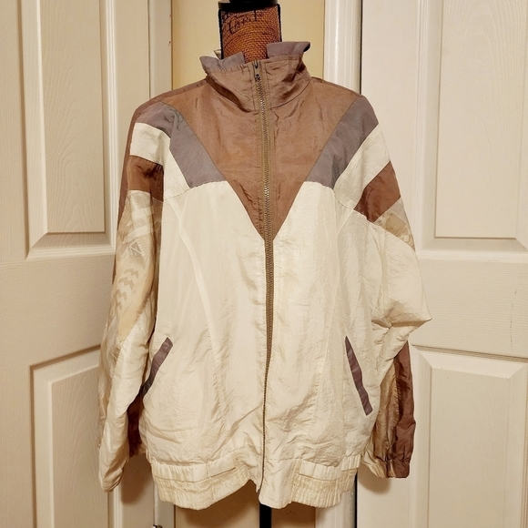 Vintage Winterset 80's Windbreaker Jacket Women's XL Neutral Earthtones EUC - Picture 1 of 10